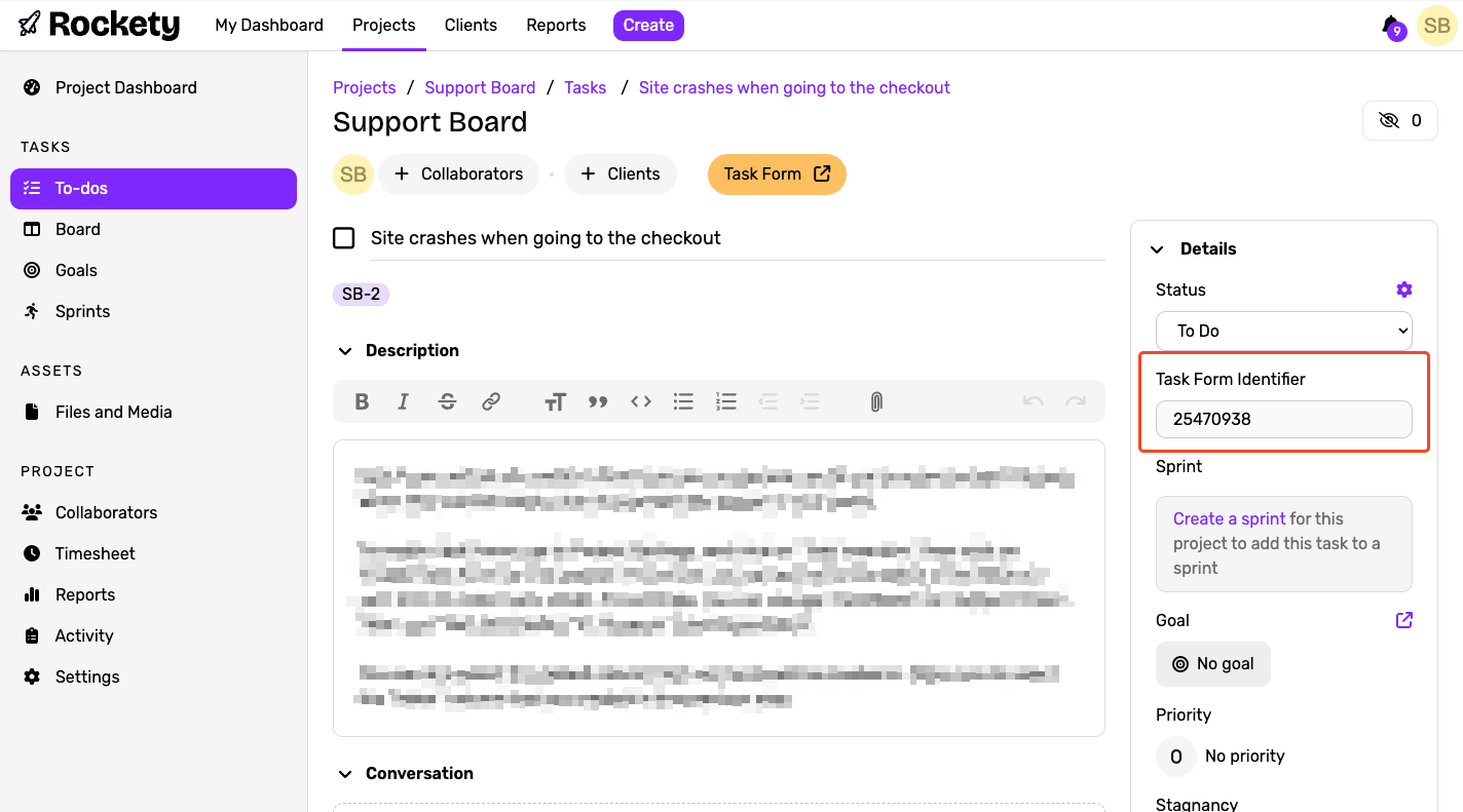 Task Form External ID
