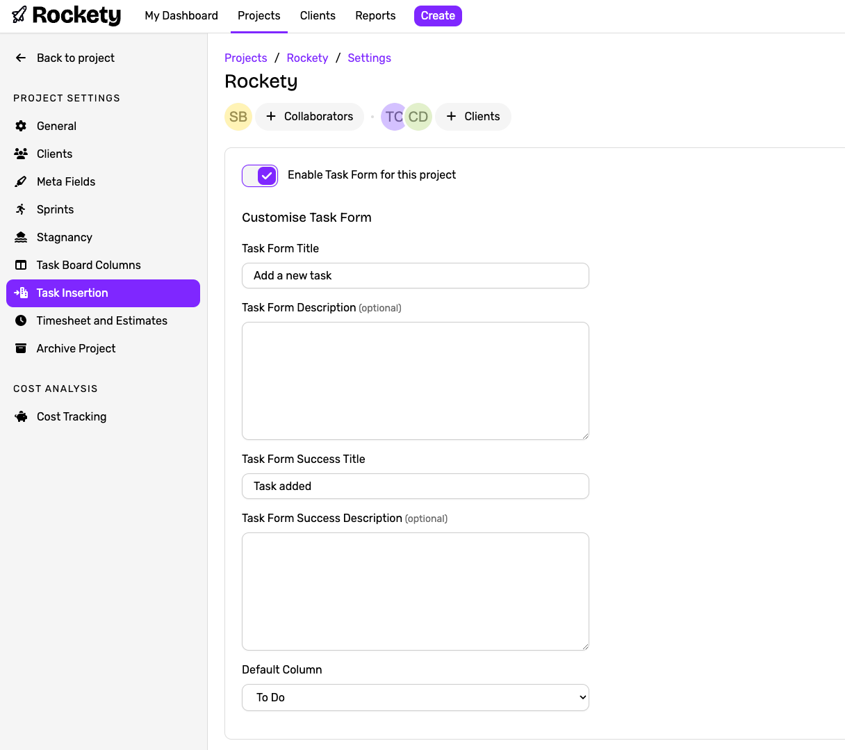 Enable Task Form