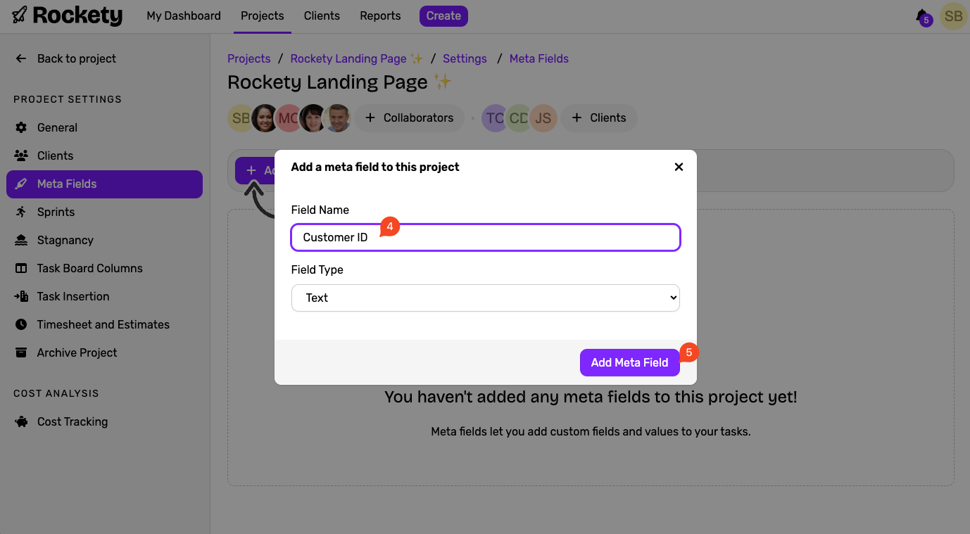 Meta field modal