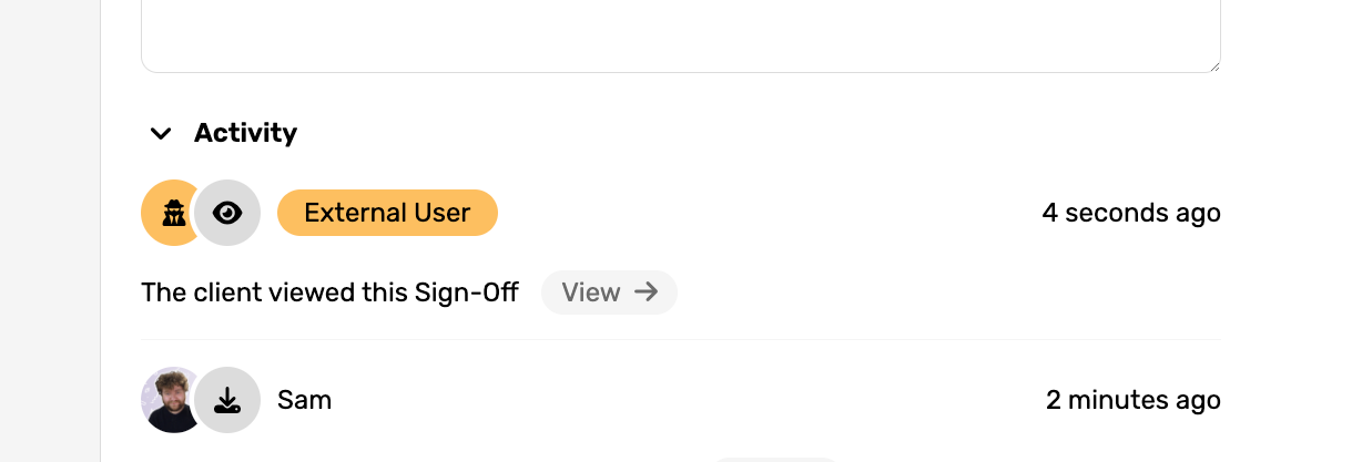Sign-Offs Activity Feed